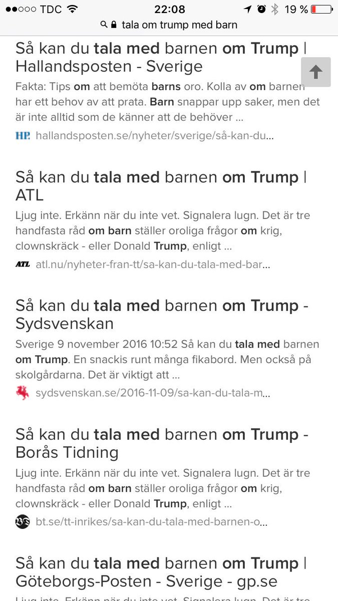 jnsptrsn's tweet photo. Tala med dina barn om Trump, hälsar Sveriges alla tidningar. https://t.co/zQB5F3W7PD