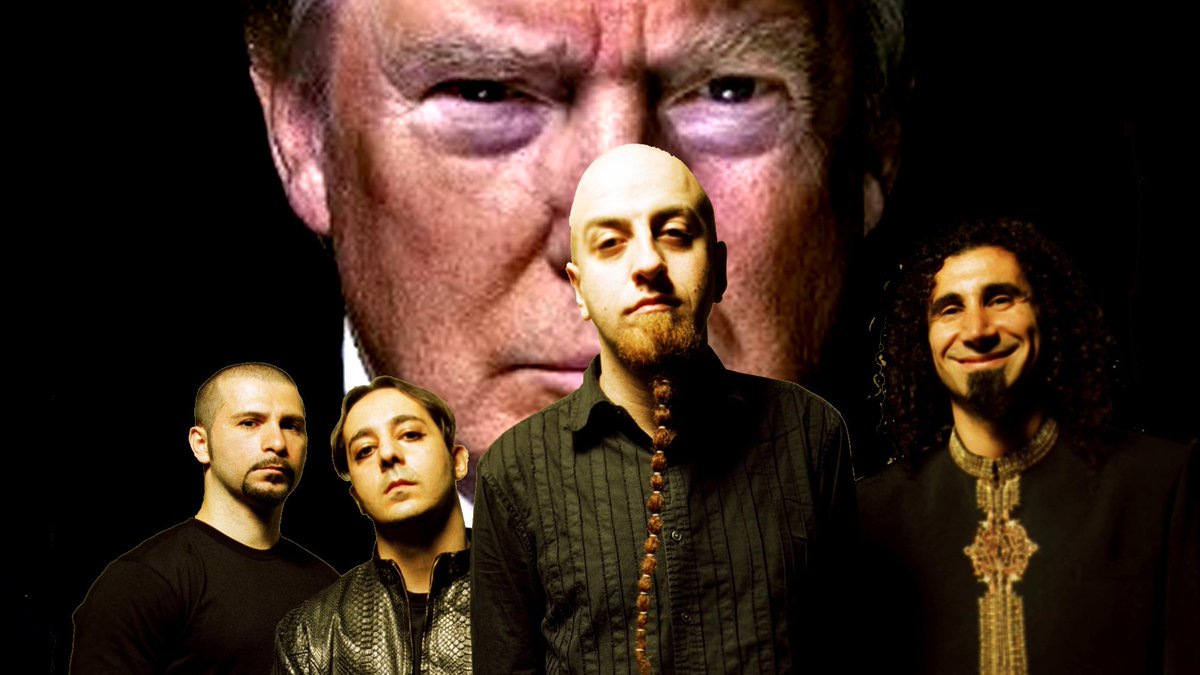 Political band <a href="/systemofadown/">System Of A Down</a> release new album. As <a href="/realDonaldTrump/">Donald J. Trump</a> wins d election, this is d most expensive marketin campaign 4 an album