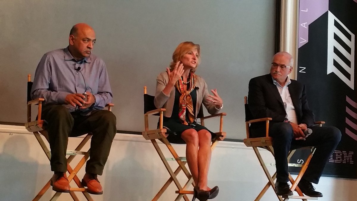 stmuraka's tweet photo. Sr. #IBM leaders Robert LeBlanc @rjlcan @ArvindKrishna, &amp; Bridget van Kralingen taking some to address the #IBMSVL development community. https://t.co/Mn0SwFl9n6