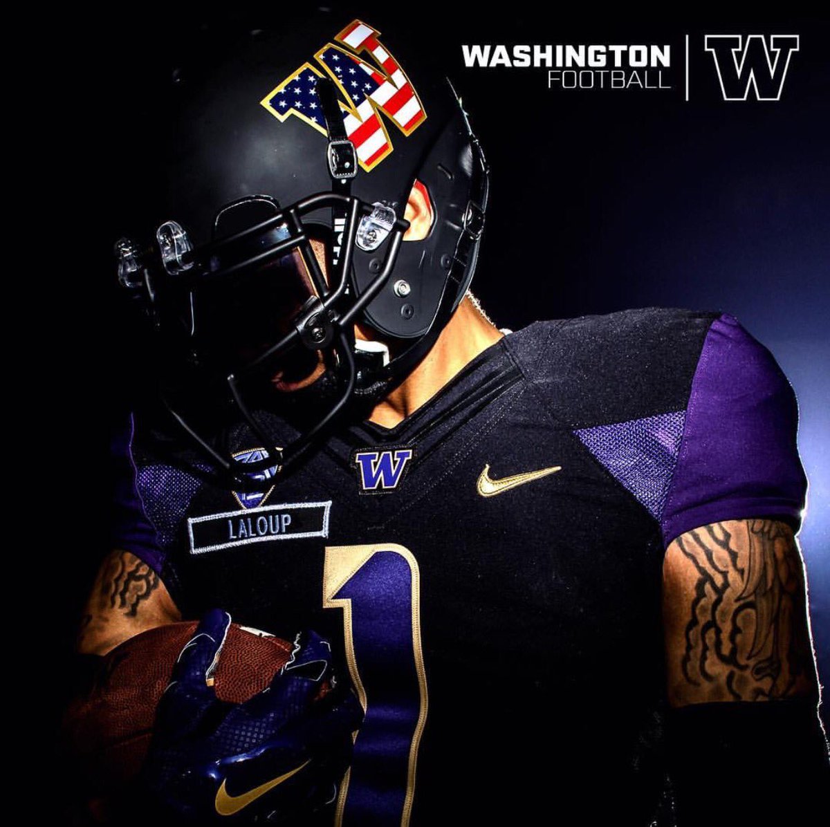 CollegeGameDay's tweet image. In honor of Veterans Day, the Huskies will be wearing this special uniform Saturday. (via @UW_Football)