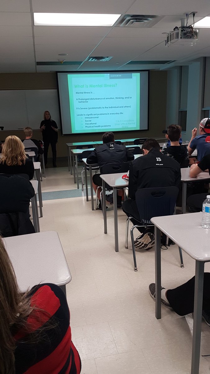 lortie_19's tweet photo. Tonight @SooThunder players and parents learning about mental wellness #endthestigma @NOHAHockey @SaultCollege https://t.co/nTyzExf87w