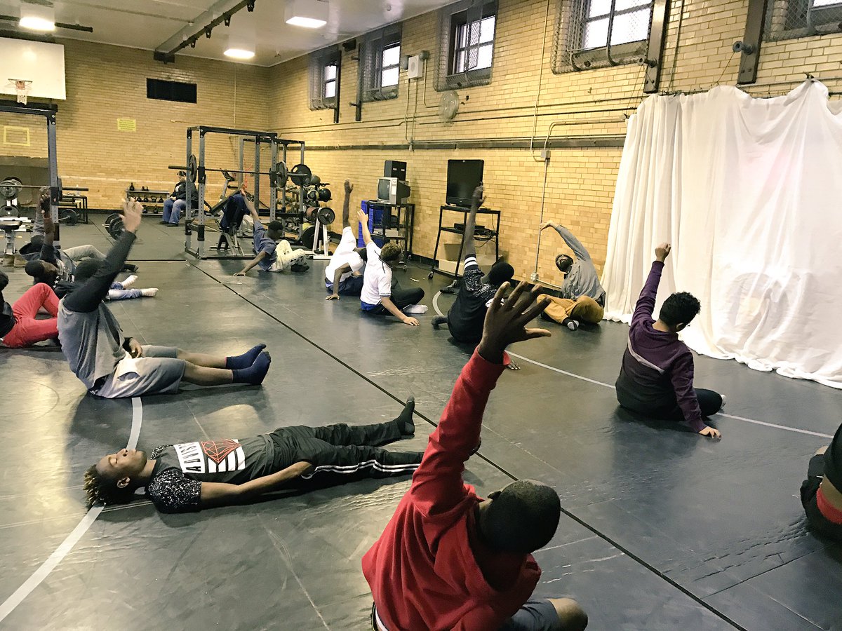 Mr. Rodney Soloman from the High School Spot Program giving yoga/meditation session to soccer team before the big sectional finals Thank You