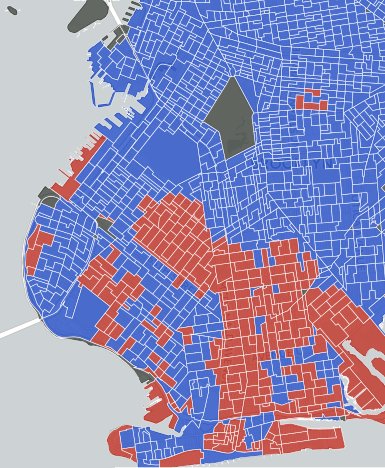 karol's tweet photo. How Brooklyn voted. The red are Russian-Jews, Hasidic-Jews and Italians. https://t.co/qtbCqofX7o https://t.co/O3KyOFdFCd