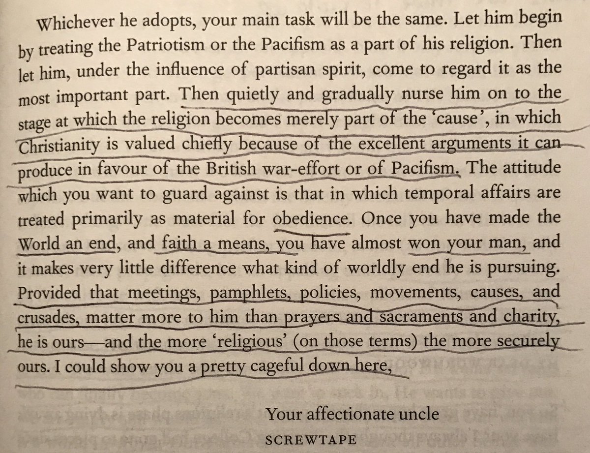 Ryan_Knapp24's tweet photo. Worth the 30 second read... excerpt from The Screwtape Letters by C.S.Lewis

Older demon's letter to younger demon on tempting mankind https://t.co/Zl6dQ7GwFu