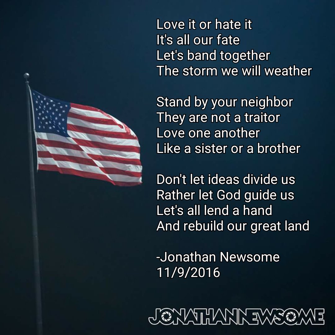 JNPhotoKY's tweet photo. @realDonaldTrump @HillaryClinton United We Stand, Divided We Fall. We are stronger as one. #ElectionResults #OneNationUnderGod https://t.co/upmQewc8Hh