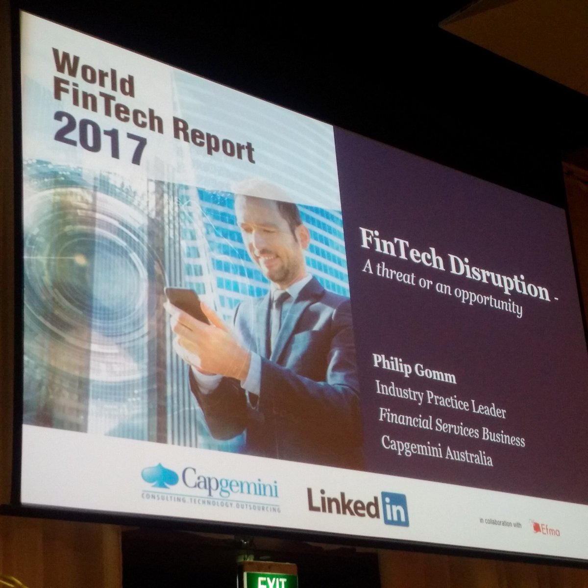 PhilipGomm's tweet photo. Thanks #FSTmedia for the opportunity to share with #banking & #Fintech colleagues @Hilton with @ Capgemini today https://t.co/LA3EwIWmsc