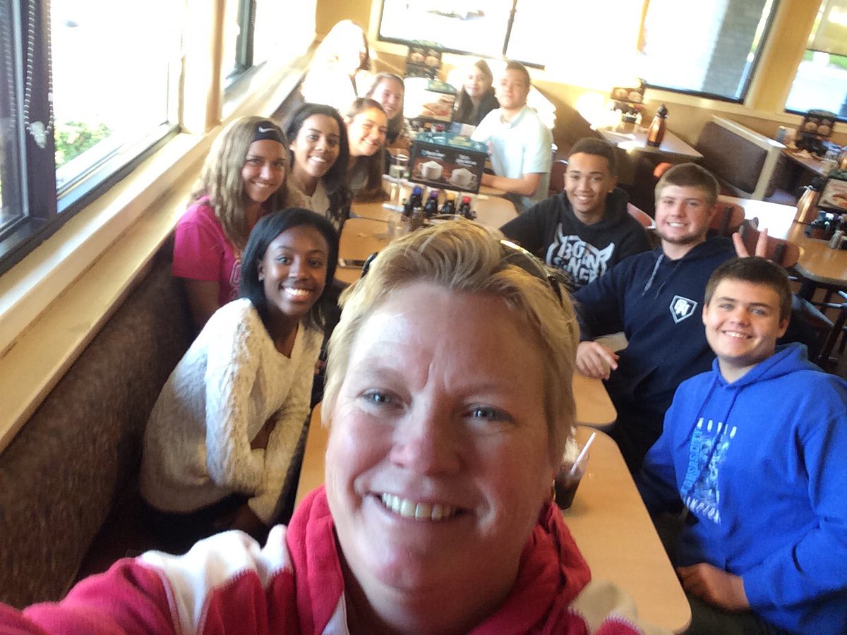 OlatheSportsMed's tweet photo. Treat the trainers! Fall Sport ATSAs gather for pancakes  and friendships during dead week. THANK YOU STUDENT TRAINERS! #ONTeach https://t.co/pz2V8kuMMx