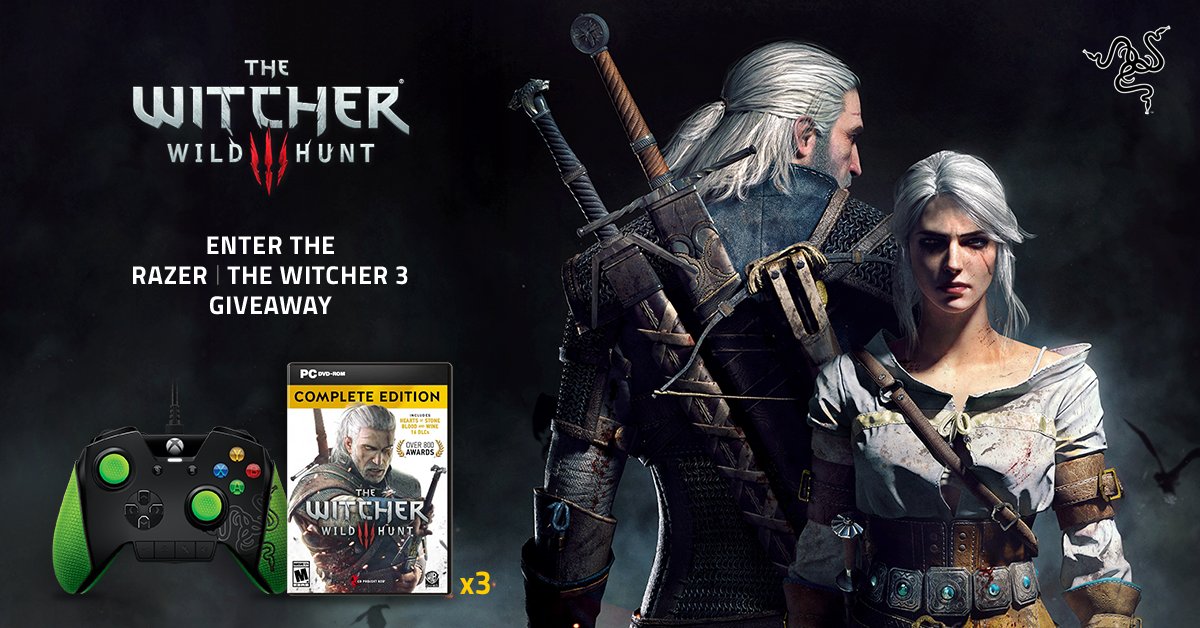 Razer's tweet image. Its your last chance to complete the Wild Hunt in our @witchergame 3 giveaway. 

Enter now: rzr.to/w3complete