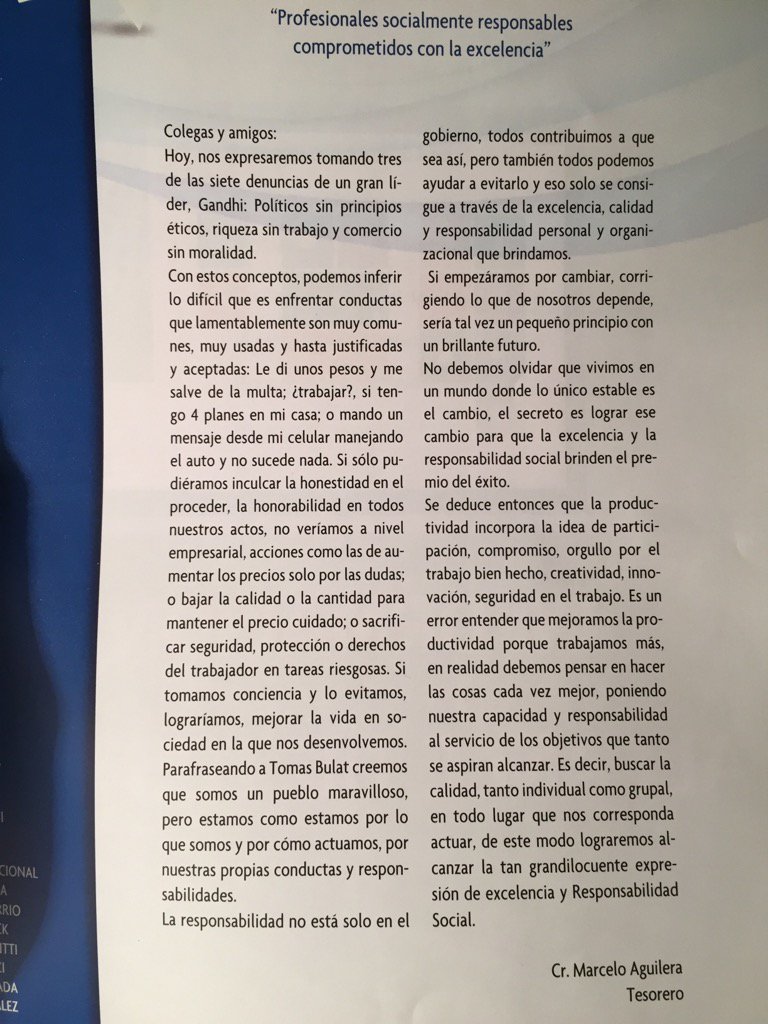 Comparto editorial de la revista del Consejo Prof de Cs Es de Salta. Gracias Marcelo.