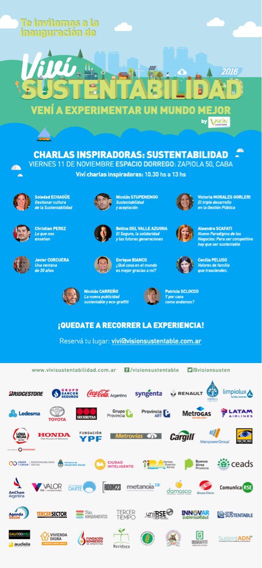 TarcisioMartin's tweet photo. Llega la experiencia del año en #DesarrolloSostenible. 11 Nov inauguramos con todo! #ViviSustentsbilidad en Zapiola 50, CABA. Nos vemos ahí! https://t.co/Z3SnqdnTph