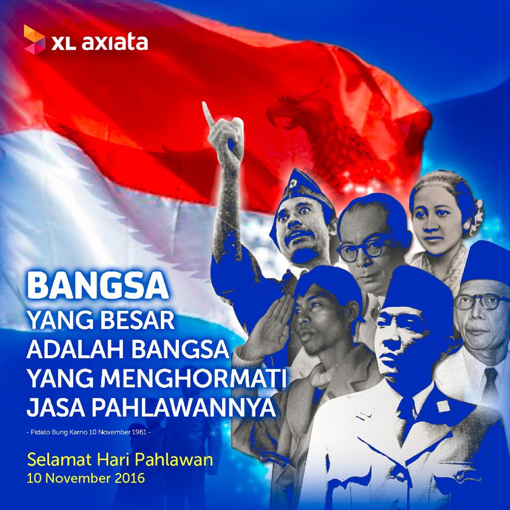 Selamat Hari Pahlawan 10 November 2016. Mari hormati jasa pahlawan kita dg menjaga keutuhan NKRI
#XLuntukIndonesia