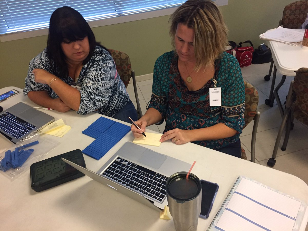 miakeyser's tweet photo. SCPS Elementary Math PLN. Teachers were modeling multiplication of decimals using base 10 blocks. #scpsmathk5 @hanadyelsayedys @jasamneff https://t.co/K4A2a2KMxy