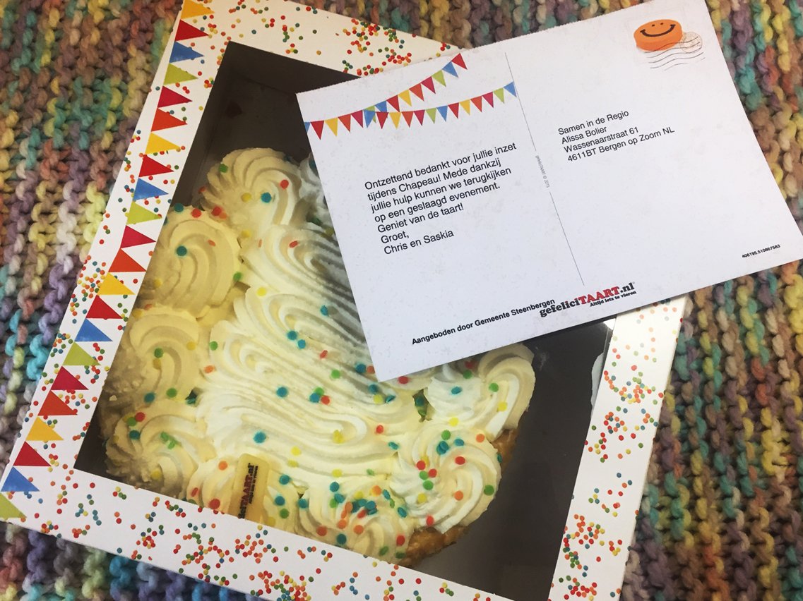 Wij van <a href="/sameninderegio/">Samen in de Regio</a> houden van zoet en dat moet de <a href="/gemeentestb/">Gemeente Steenbergen</a> geweten hebben. Als dank ontvingen wij een slagroomtaart. #chapeau #dank