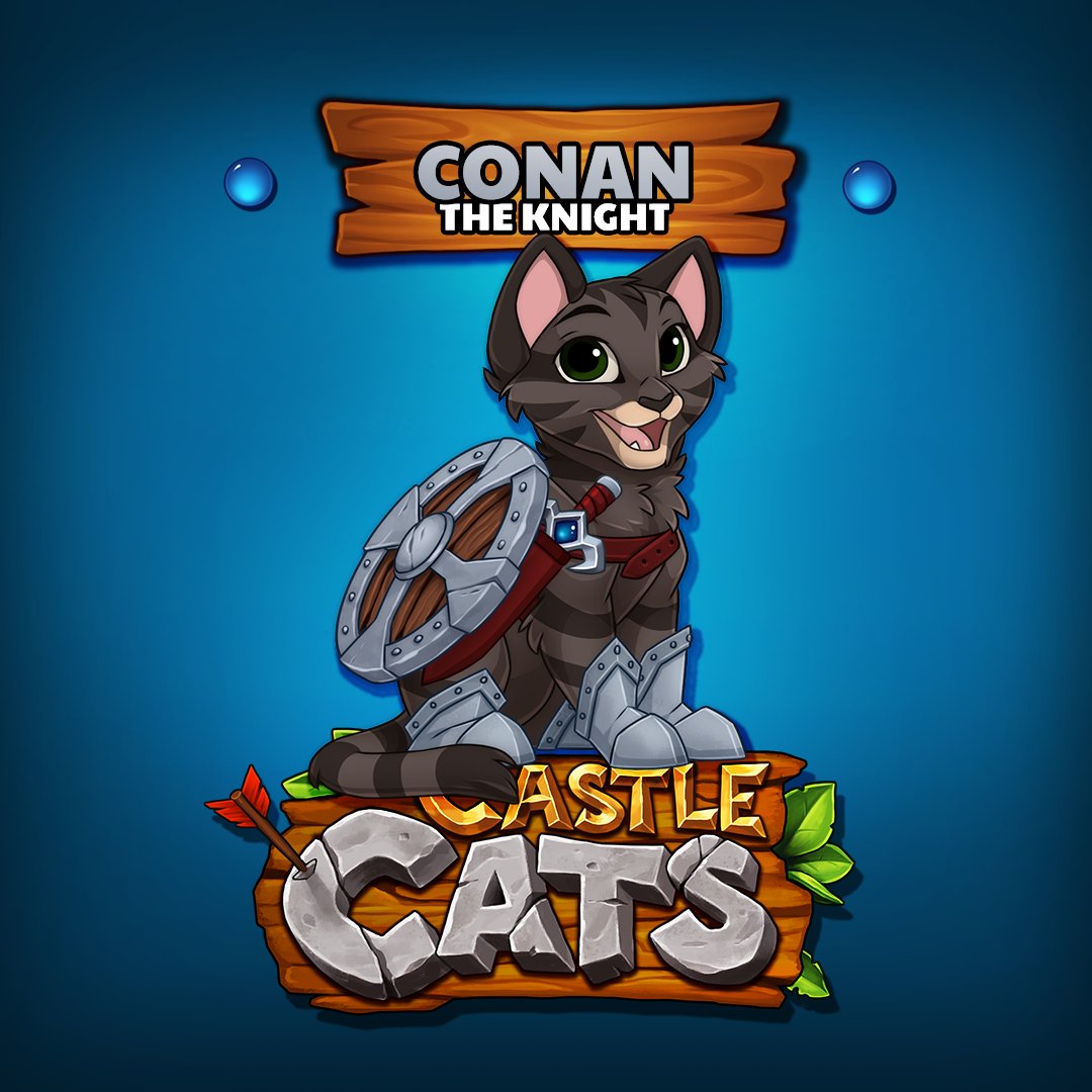 castle_cats's tweet image. Conan the Knight! 
Conan is a black tabby and the leader of Castle Cats. Although small, he strives to become the greatest knight of all!