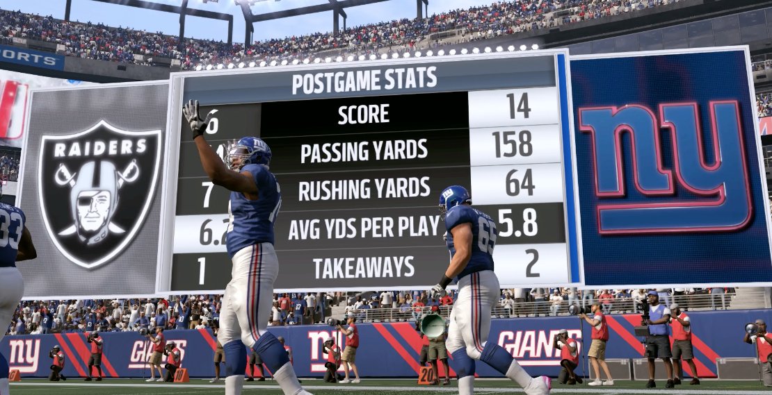MBL_Giants's tweet photo. Giants finally get a win (1-3).  Offense still needs some tweaking.  With JPP out for a few weeks ODI/Okwara need to step up. @BomberLeague https://t.co/QLBGwPEV1P