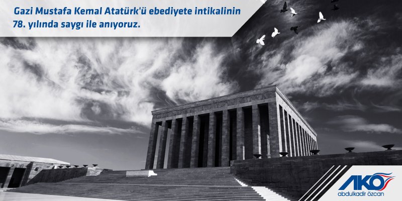 Ölümünün 78. yıl dönümünde ülkemizin kurucusu Mustafa Kemal Atatürk'ü sevgi ve saygıyla anıyoruz... 
#10Kasım  #MustafaKemalAtaturk #Atatürk