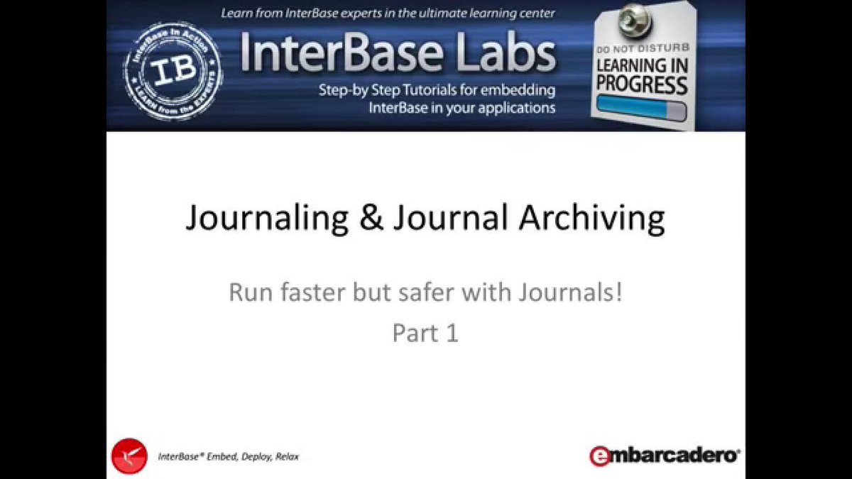 InterBase's tweet image. Learn how to do Journaling and Journal Archives in #InterBase &amp;gt;&amp;gt;&amp;gt; embt.co/2fEPeeO
#CodeRageXI #Databases