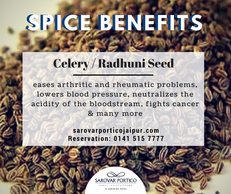 sarovarjaipur's tweet image. Lower your blood pressure with a pinch of #celery seed in your cooking.
#SpiceBenefits #KitchenTips #HealthTips #SarovarPorticoJaipur