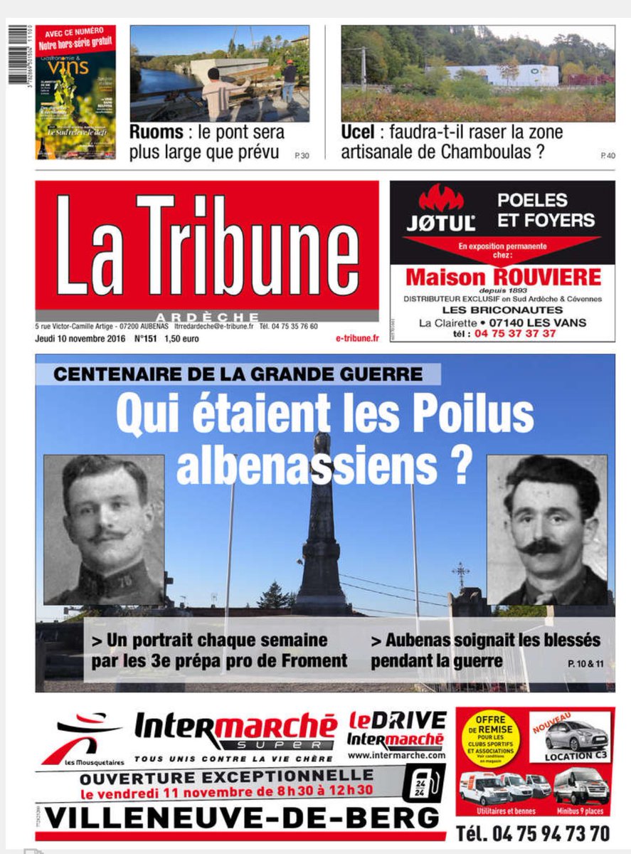 LP_Froment07's tweet photo. #acgrenoble #GrandeGuerre #Centenaire #aubenas #ardeche #najatvb les élèves de Froment font la une dans le cadre de leur #epi #histoire https://t.co/4x0G1obZrk
