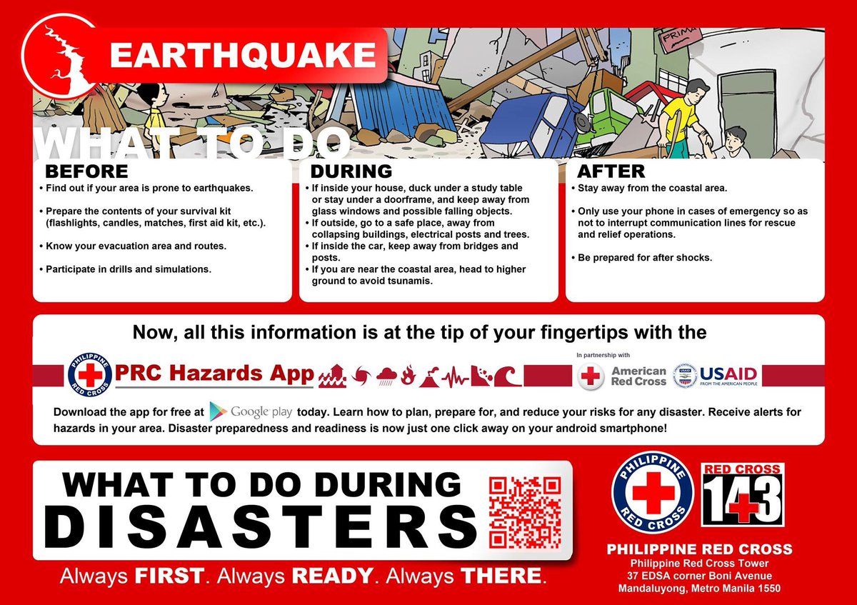 philredcross's tweet image. Is anyone safe? Here's a few reminders on what to do before, during and after #QuakePH.