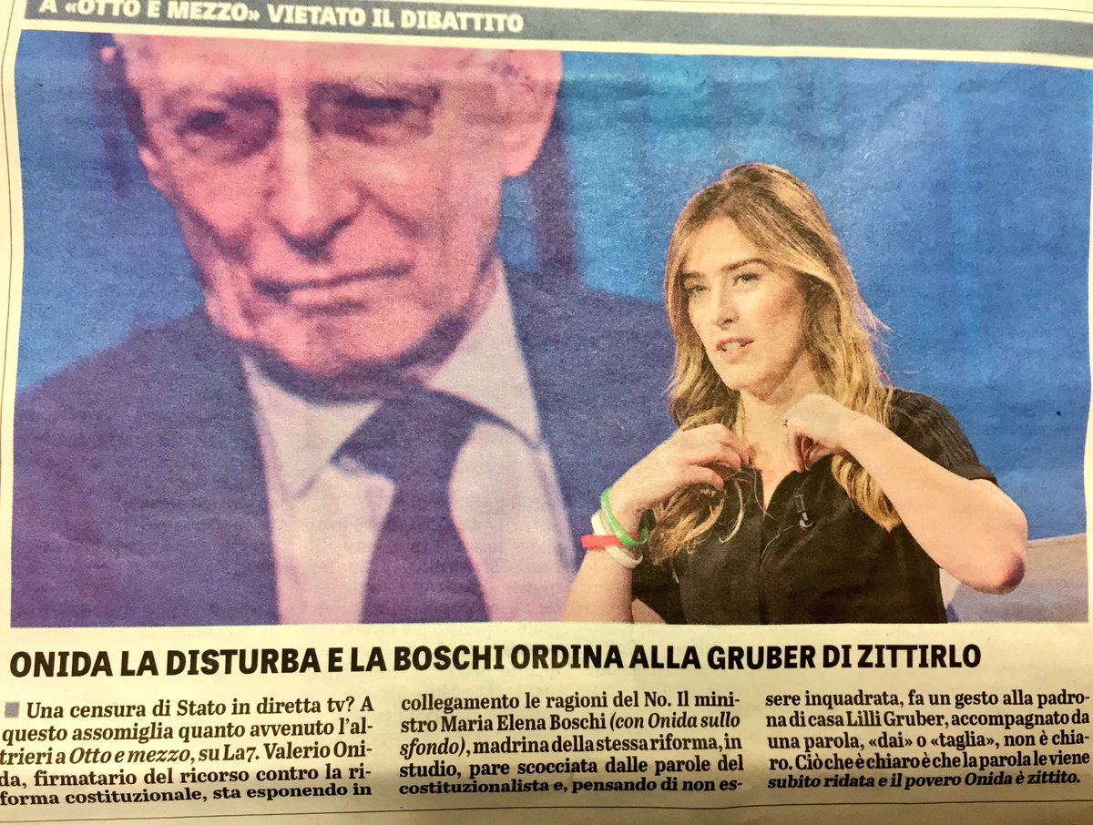 antonio_bordin's tweet image. #Boschi ordina, la serva #Gruber esegue: zittito Onida.
E non si lamenti: altrimenti la prossima volta olio di ricino. #IoVotoNO