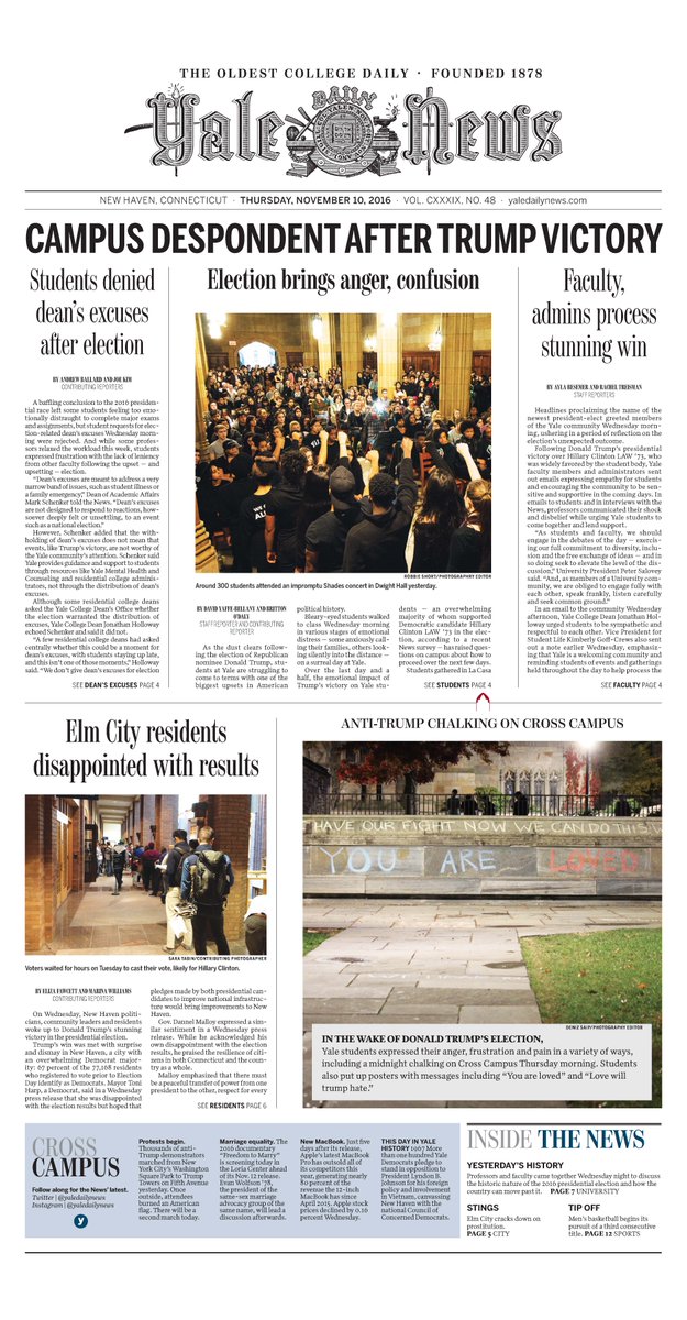 Yale Daily News On Twitter Today S Front Page Read On At Https T Co Jtgpf1wtzu