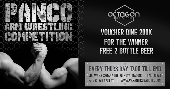 VasantiKuta's tweet photo. PANCO !!
Arm Wrestling Competition at OCTAGON Bar &amp; Grill #vasantikutahotel 
#panco #armwrestlingcompetition #adupanco #nowbali https://t.co/dyF0dYsSPW