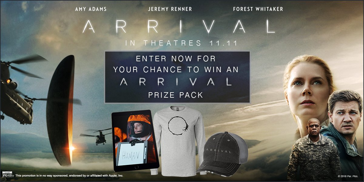 RegalMovies's tweet photo. FOLLOW us &amp; RT for a chance to win this #ArrivalMovie prize pack including an iPad Pro! Get tickets &amp; showtimes: https://t.co/gTowHgbXdv https://t.co/5KVoXrHWF5