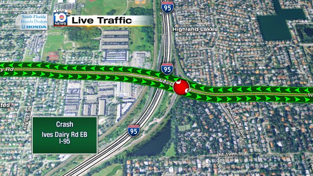 Crash on Ives Dairy Rd EB approaching I-95 #traffic https://t.co/tCsW2AHLXR