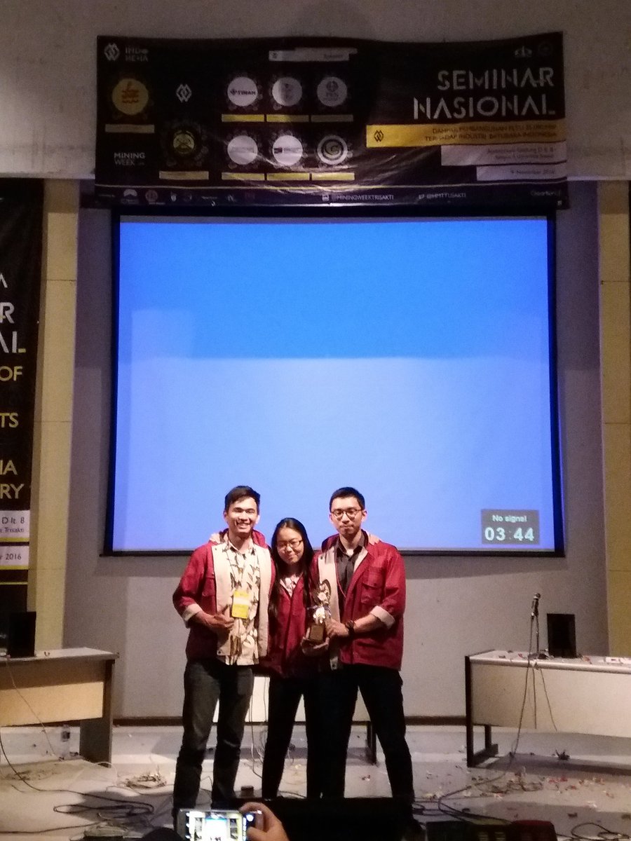 Juara 3 ESC #miningweek2016
Tim Trisakti 👏👏 selamaat!!