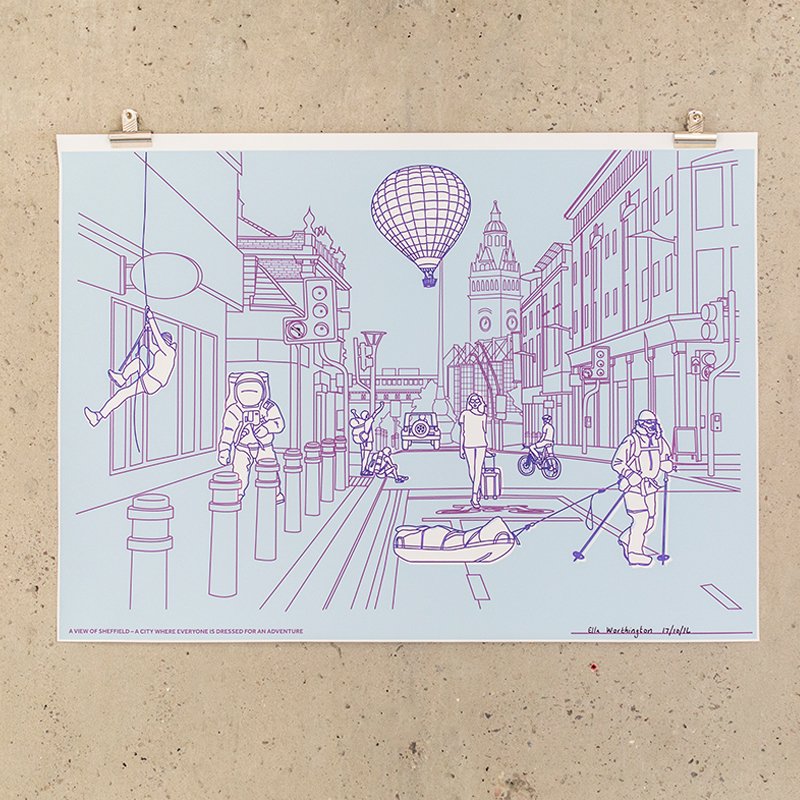 A View of Sheffield (@aviewofsheff) on Twitter photo 'A city where everyone is dressed for an adventure!' - a view from <a href="/ContentOnDemand/">Instant Articles</a> interpreted by <a href="/elwo_design/">Ella Worthington</a> #AViewofSheffield 'A city where everyone is dressed for an adventure!' - a view from <a href="/ContentOnDemand/">Instant Articles</a> interpreted by <a href="/elwo_design/">Ella Worthington</a> #AViewofSheffield