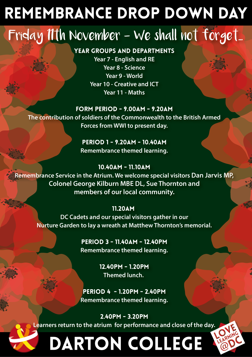 DeltaDarton's tweet photo. We look forward to welcoming @DanJarvisMP Col George Kilburn, Sue Thornton &amp; @DartonWWAN at our Remembrance Service &amp; Drop Down Day tomorrow https://t.co/uanqsFAcZ8