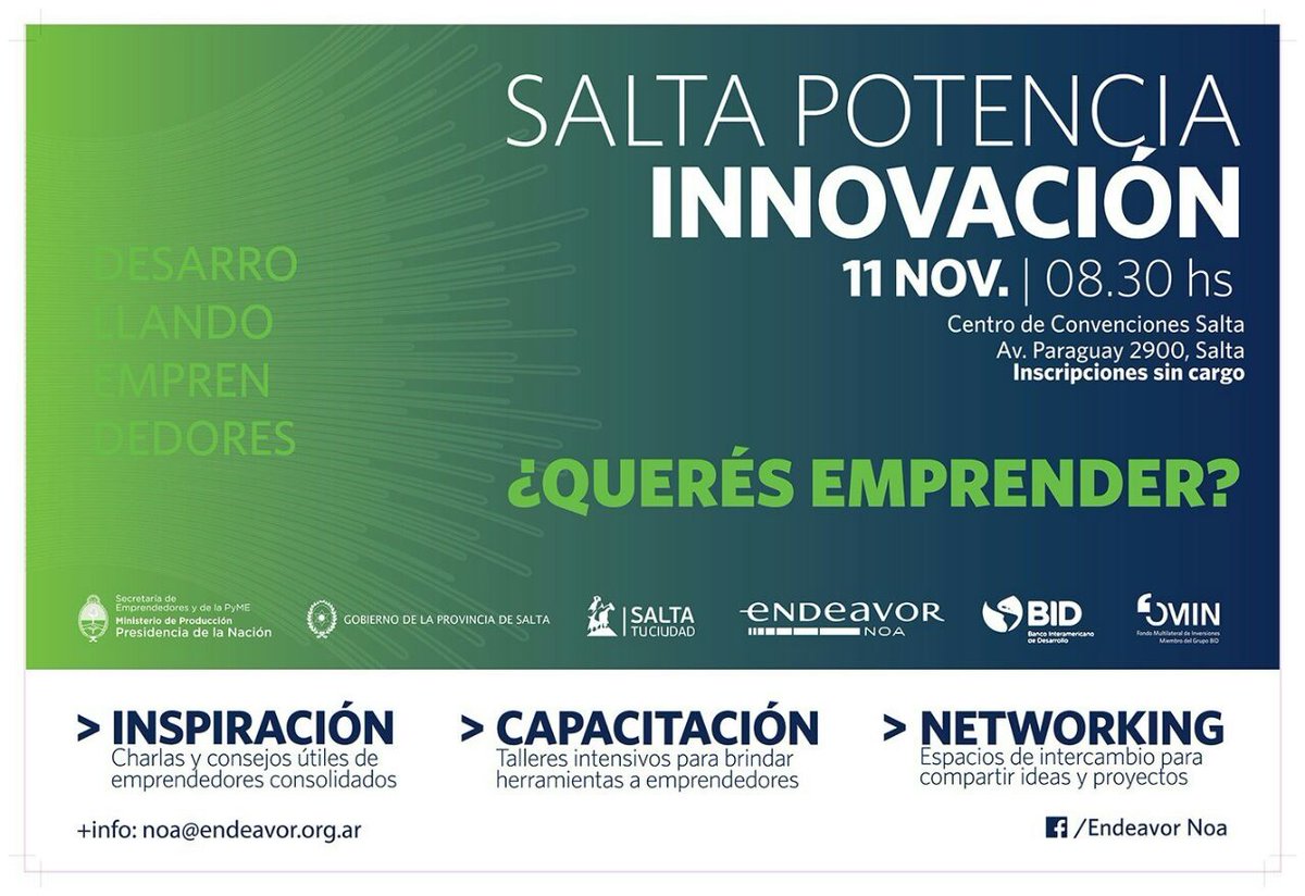 MartinGuemes's tweet photo. ¡Enprendedores! Mañana no se pierdan #SaltaPotencia. Tempranito en el Centro de Convenciones. Especialistas, casos, consultorios, y más. https://t.co/3KAVHbaDg1