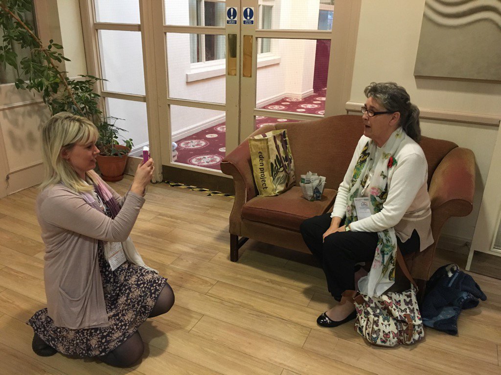 #change16 Glenys being filmed by Sam of Big Lunch extras talking about St Mellons Community Garden @WWHA <a href="/TPASCymru/">TPAS Cymru</a>