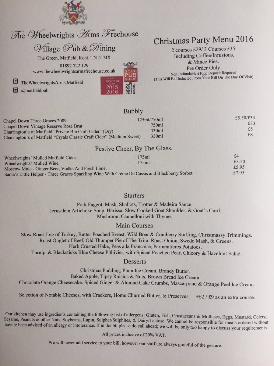 Our #christmasmenu is now available. To book please call 01892 722129. #christmas #kentpub #yummy #yum #kent #food #retweet #tunbridgewells
