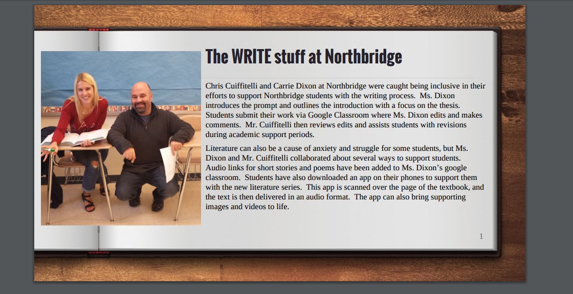 Very proud of the great things that our teachers are doing here at Northbridge! #riseupnorthbridge #NPSD #Inclusion