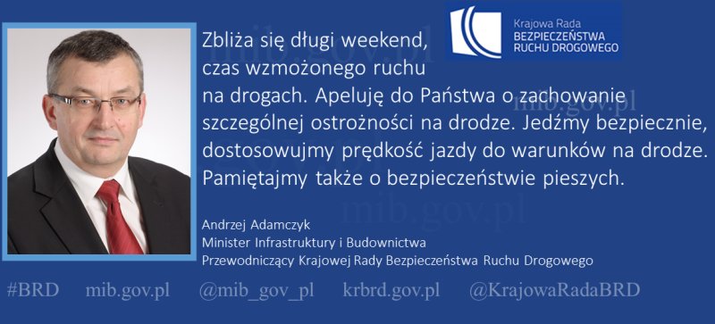 MI_GOV_PL's tweet photo. .@AMAdamczyk apeluję o ostrożność na drodze; jedźmy bezpiecznie; pamiętajmy o bezpieczeństwie pieszych #BRD #11listopada @KrajowaRadaBRD https://t.co/057vpoxmTF