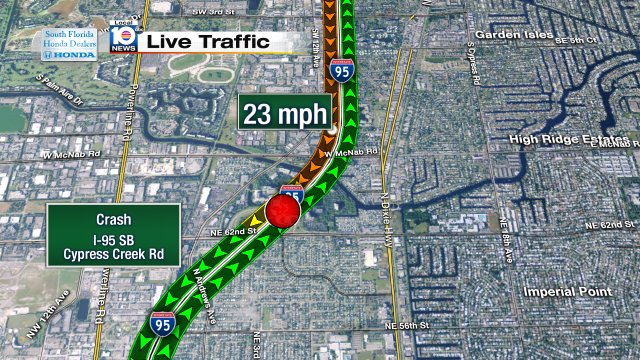 Crash on I-95 SB at Cypress Creek Rd #traffic https://t.co/AgwFe5QK34
