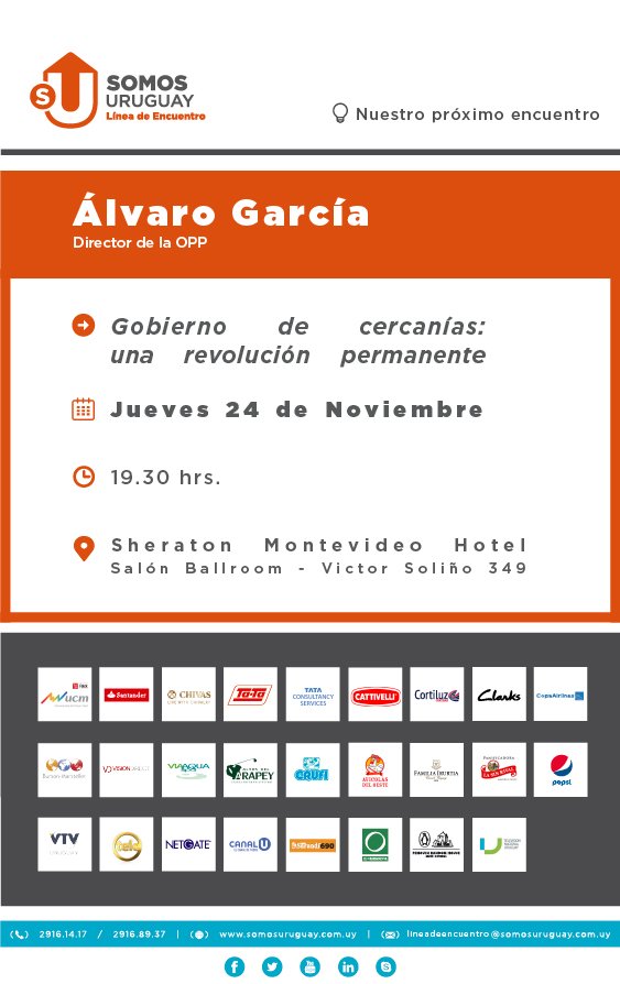 Jueves 24 de noviembre tendremos en nuestra #LíneadeEncuentro la presencia de <a href="/32alvarogarcia/">Álvaro García</a> , Director de la <a href="/oppuruguay/">OPP Uruguay</a> .