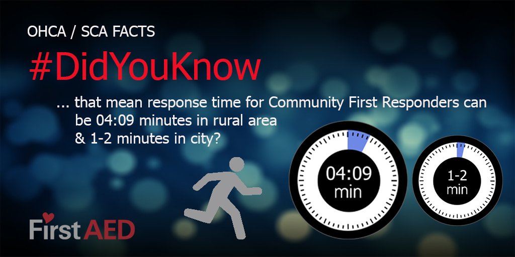 FirstAED's tweet image. #DidYouKnow that mean response time for #CFR can be 04:09 minutes in rural area &amp;amp; 1-2 minutes in city? #OHCA #SCA