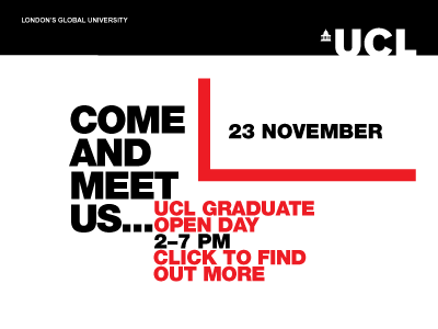 UCLOpenDay's tweet photo. Places for the Graduate @UCLOpenDay on 23rd November are filling up fast. Find out more and register at: https://t.co/GTefuNchKp https://t.co/XTuuNHkQa0
