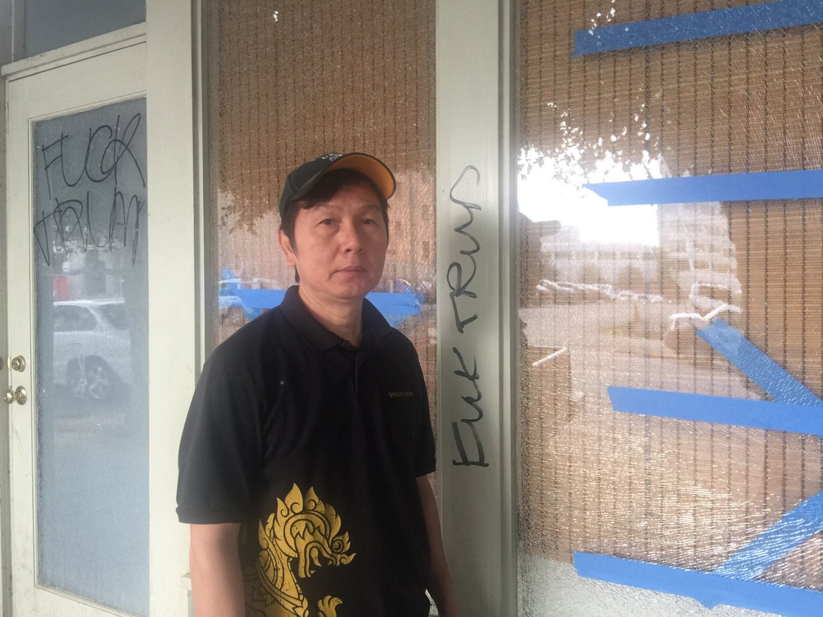 LibbySchaaf's tweet image. Meet Somnuk P -- He has owned his small restaurant for 2 years after immigrating to America from Laos. He is not our target. #oaklandprotest