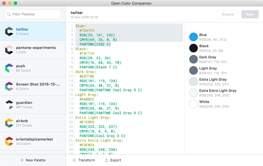 opencolortools's tweet photo. .oco files allow you to define different color spaces (RGB, CMYK). i.e. @design colors (https://t.co/QWuPYl2Ic2) in https://t.co/5ByZoE1ZkY https://t.co/18dGYgn4IG
