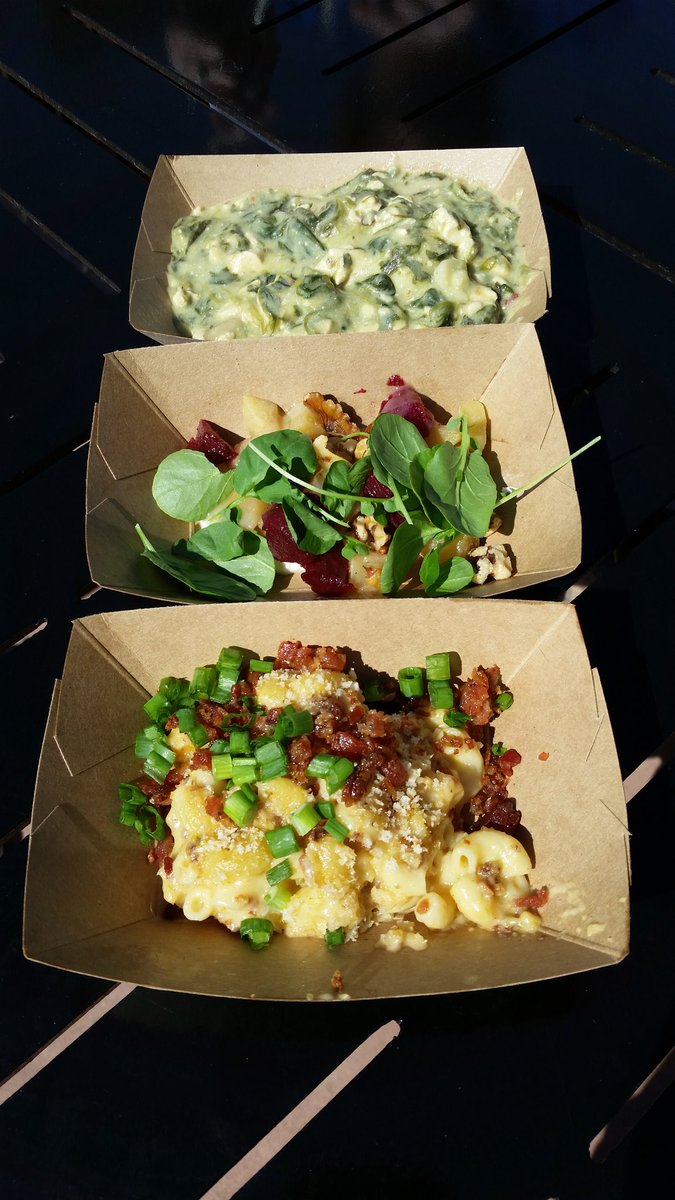 cheffylogan's tweet photo. Farm Fresh - mac-n-cheese, pickled beet salad, chicken and dumplings #mhsahca https://t.co/YvABKbA9FX