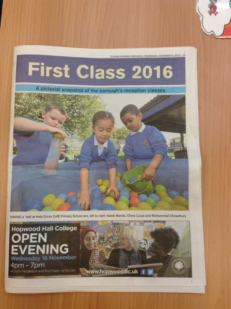 CORPUS1275's tweet photo. Look at our celebrities in the Oldham Evening Chronicle! Go out and grab a copy. #firstclasspicture #reception #friends #memories https://t.co/qDSvHyCxdo