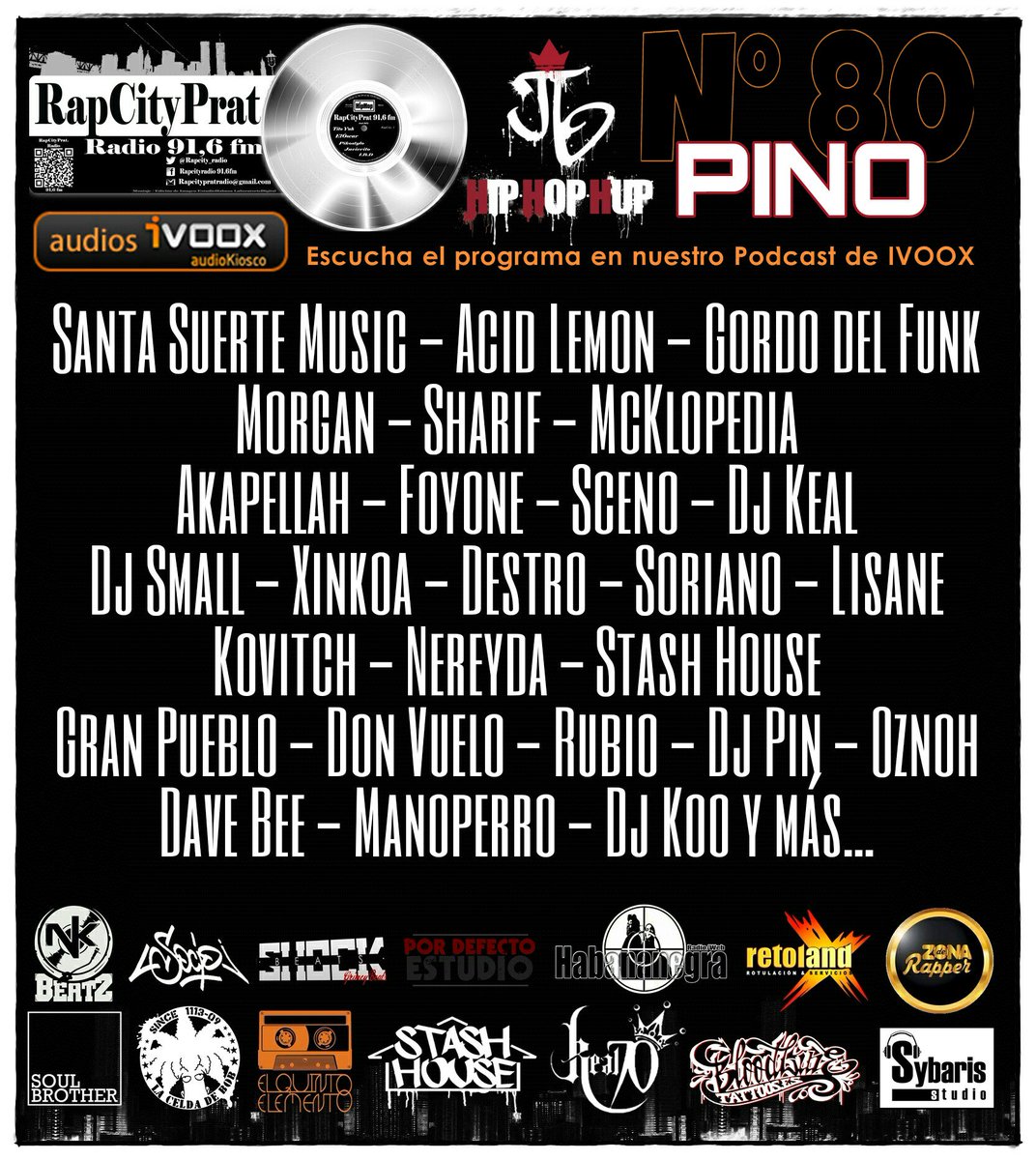 #RapCityPrat nº 80 - ivoox.com/13682612 - Sonando #Dimeloquequieras desde #Jazzturbatorio con @oficialdavebee <a href="/kOodj/">DJ KOO</a>  <a href="/ManoperroCharro/">Manoperro</a>