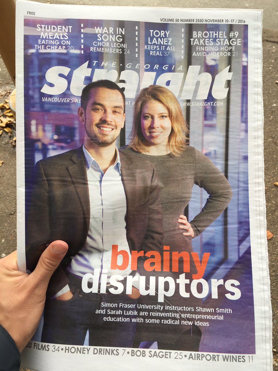 RADIUS_SFU's tweet image. Brainy disruptors @smithshawn, Director of RADIUS &amp;amp; @SarahLubik, Director of Entrepreneurship at @SFUBeedie on the @georgiastraight cover!