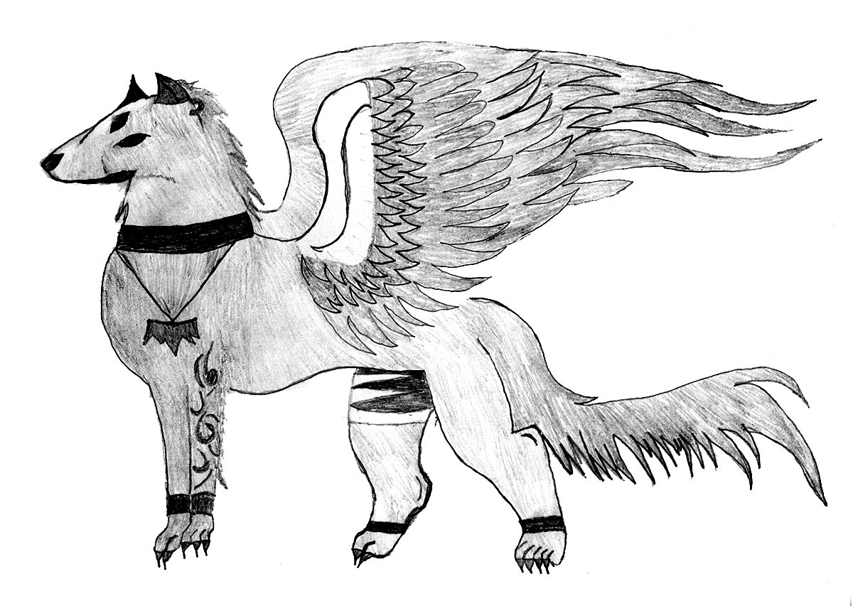 studentsXpress's tweet image. I drew a wolf with some wings because I love wolves. I drew this animal because I think it looks cool and beautiful—Julian D., Dubois Elem.