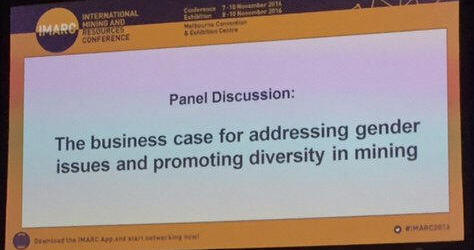 eimcapital's tweet photo. Lots of sanctimonious advocacy but no business case in most ill-disciplined and misleadingly titled session of #IMARC2016 #gender #mining https://t.co/QThcwQryVo