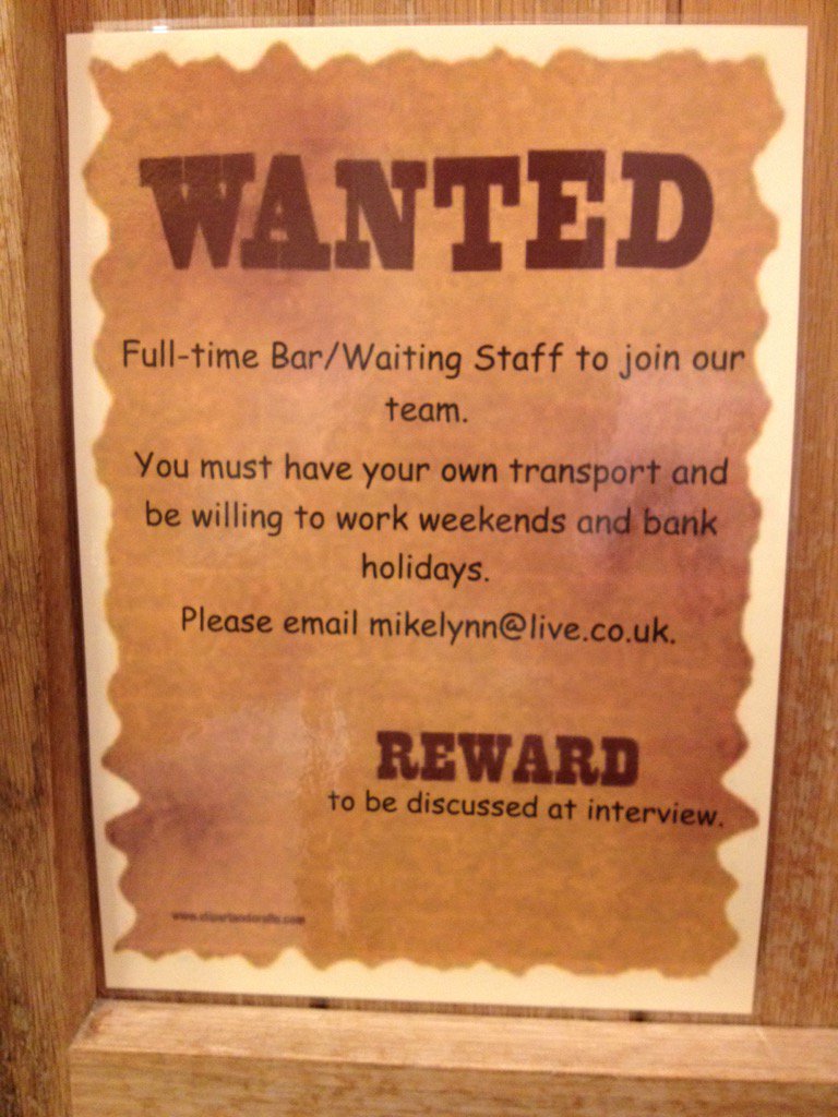 BlueBellHoby's tweet image. Full-time bar/waiting staff required. Must be 18 or over. Good rates of pay. Drop me an email: mikelynn@live.co.uk
